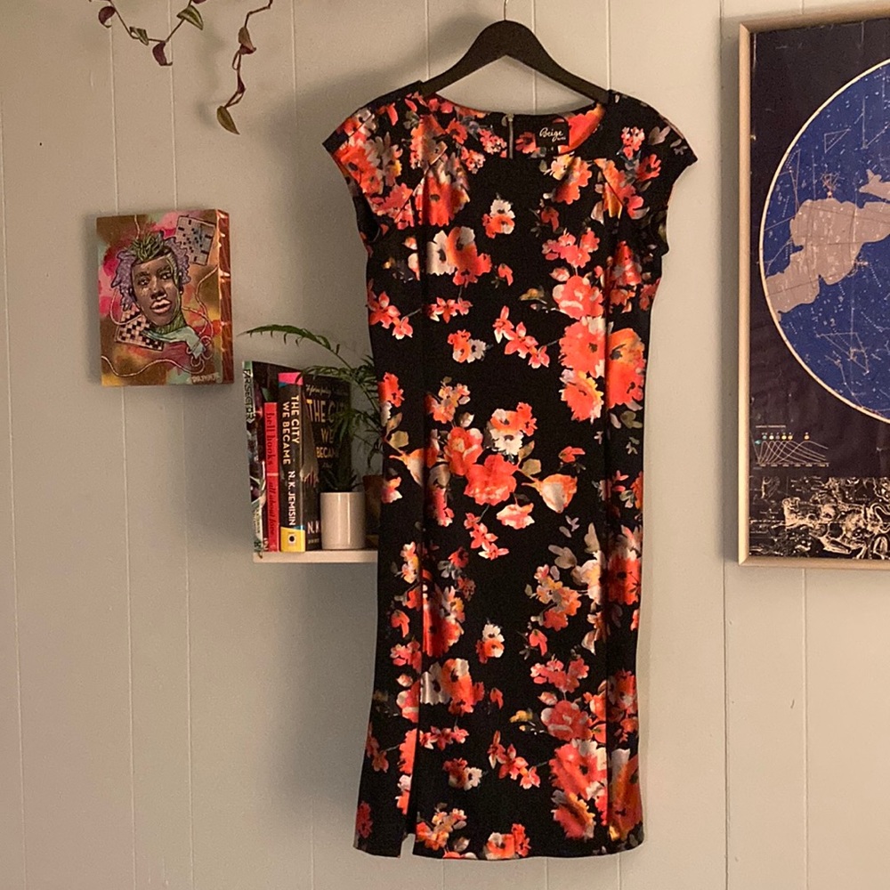 Metallic Floral Dress with Slit